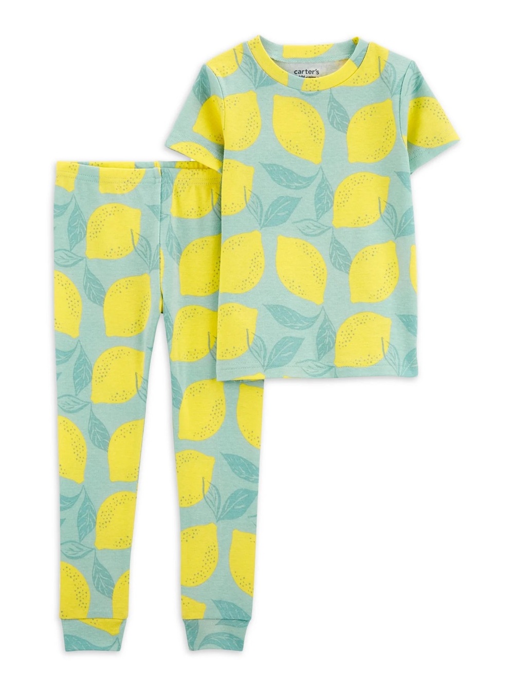 Carter's Summer Lemon Print Pajama Set Cotton Baby Aqua Yellow